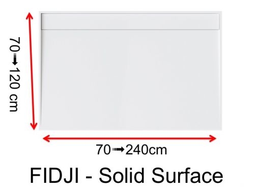 Receveur de douche, caniveau latral, en rsine minrale Solid Surface - FIDJI 