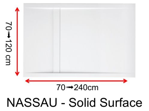 Receveur de douche, caniveau, en rsine minrale Solid Surface - NASSAU