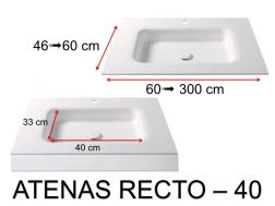 Plan vasque thermoformé, suspendue ou à encastrer, en Solid-Surface - ATENAS RECTO 40