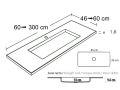 Plan vasque thermoform, suspendue ou  encastrer, en Solid-Surface - ATENAS RECTO 45