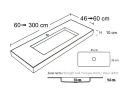 Plan vasque thermoform, suspendue ou  encastrer, en Solid-Surface - ATENAS RECTO 45