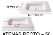 Plan vasque thermoformé, suspendue ou à encastrer, en Solid-Surface - ATENAS RECTO 50
