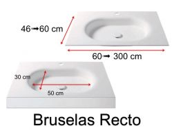 Plan vasque thermoformé, suspendue ou à encastrer, en Solid-Surface - BRUSELAS RECTO