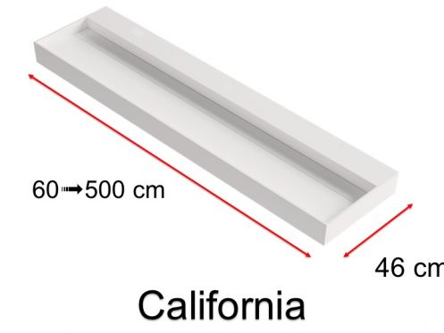 Blat pod umywalkę, kanał odpływowy, podwieszany lub wolnostojący, w wersji Solid-Surface - CALIFORNIA