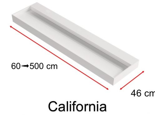 Plan vasque, caniveau, suspendue ou  poser, en Solid-Surface - CALIFORNIA