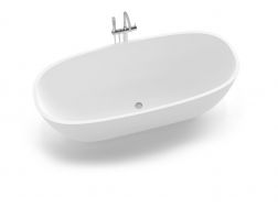 Baignoire îlot, 1600 x 720 x 560 mm, en résine minérale Solid Surface, de couleur mate - NESS