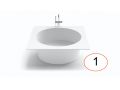 Baignoire,  1418 mm, en rsine minrale Solid Surface, sur mesure - MIDOL