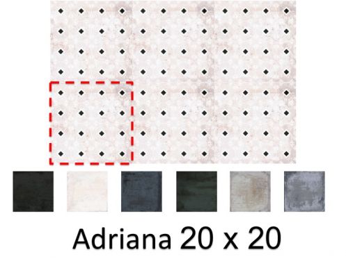 Adriana 20 x 20 cm - Carrelage sol et mur, finition vieilli mate