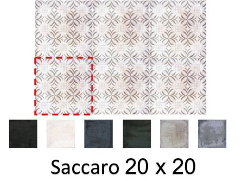 Saccaro 20 x 20 cm - Carrelage sol et mur, finition vieilli mate