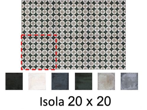 Isola 20 x 20 cm - Carrelage sol et mur, finition vieilli mate