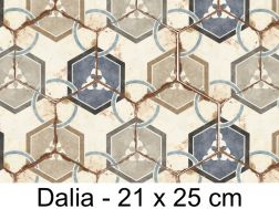 Bohemia Dalia - 21 x 25 cm - Carrelage sol et mur, finition vieilli mate hexagonal