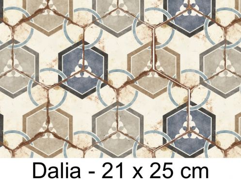 Bohemia Dalia - 21 x 25 cm - Carrelage sol et mur, finition vieilli mate hexagonal