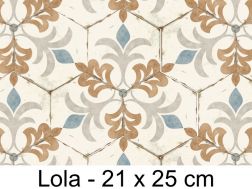 Bohemia Lola - 21 x 25 cm - Carrelage sol et mur, finition vieilli mate hexagonal