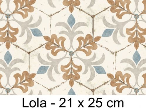 Bohemia Lola - 21 x 25 cm - PÅ‚ytki podÅ‚ogowe i Å›cienne, heksagonalne matowe, postarzane