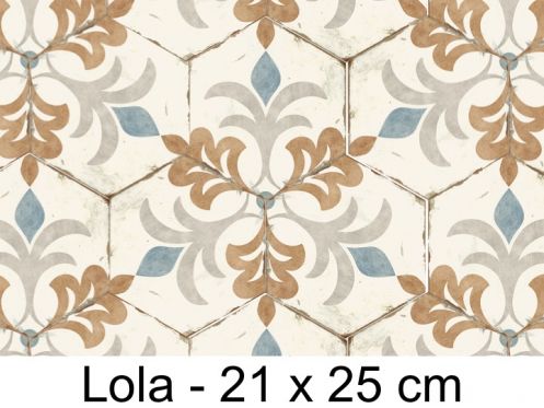 Bohemia Lola - 21 x 25 cm - Płytki podłogowe i ścienne, heksagonalne matowe, postarzane