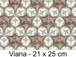 Bohemia Viana - 21 x 25 cm - Carrelage sol et mur, finition vieilli mate hexagonal