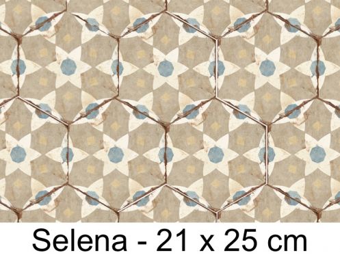 Bohemia Selena - 21 x 25 cm - Carrelage sol et mur, finition vieilli mate hexagonal