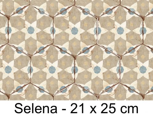 Bohemia Selena - 21 x 25 cm - Carrelage sol et mur, finition vieilli mate hexagonal