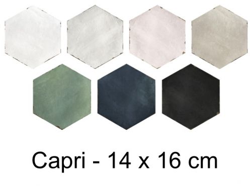 Capri - 14 x 16 cm - Płytki podłogowe i ścienne, heksagonalne matowe, postarzane