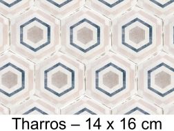 Capri Tharros - 14 x 16 cm - Carrelage sol et mur, finition vieilli mate hexagonal