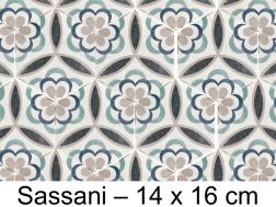 Capri Sassani - 14 x 16 cm - Carrelage sol et mur, finition vieilli mate hexagonal