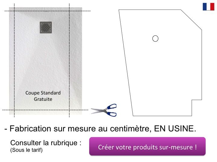 Bac de douche en résine extra plat sur mesure (2,5 - 3cm) - BP Céram