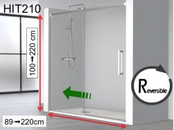 Porte de douche coulissante, un verre fixe avec porte mobile - HIT210 - 220 cm