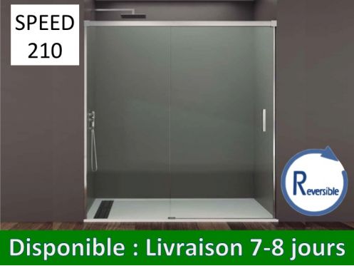 Porte de douche coulissante, 105 x 195 cm, un verre fixe avec porte coulissant - SPEED 210