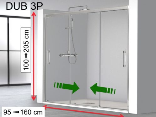 Porte de douche, trois panneaux coulissants - DUB 3P