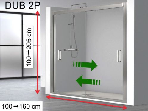 Double portes de douche coulissantes,  l'un vers l'autre - DUB 2P