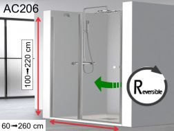 Porte de douche battante, avec verre fixe en prolongation - AC 206