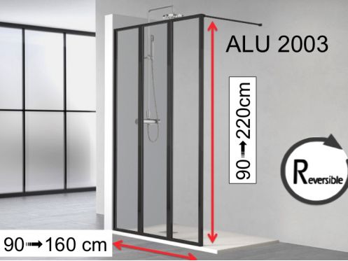 Fast væg, sort aluminiumsprofil - ATELIER ALU 2003