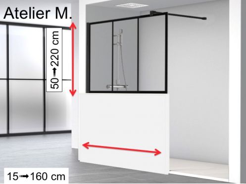 Demi paroi de douche fixe, au style industriel art dco - Atelier MUR