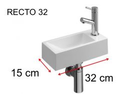 Lave-mains, 15 x 32 cm, robinetterie à droite - RECTO 32 A