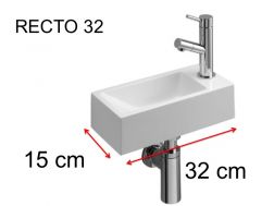 Umywalka 15 x 32 cm, dotknij po prawej stronie - RECTO 32 A