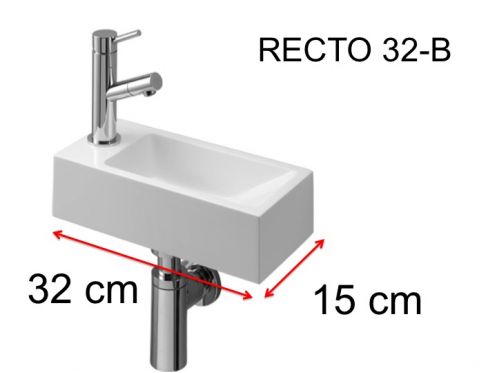 Lave-mains, 15 x 32 cm, robinetterie � gauche - RECTO 32 B