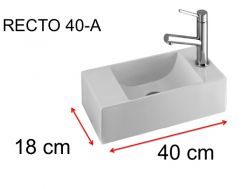 Lave-mains rectangulaire, 18x40 cm, robinetterie à droite - RECTO 40 A