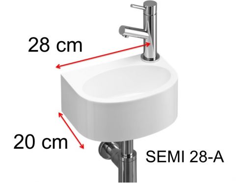 Lave-mains, 20x28 cm, robinetterie  droite - SEMI 28 A