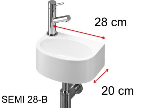 Håndvask, 20 x 28 cm, hane til venstre - SEMI 28-B
