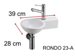 Lave mains, 23 x 39 cm, en céramique, suspendu - RONDO 23