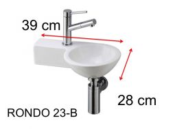 Lave mains, 23 x 39 cm, en céramique, suspendu - RONDO 23 B