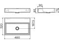 Lave mains, 32 x 48 cm, sans perage de robinetterie - MINI WASH ME PLUS 48