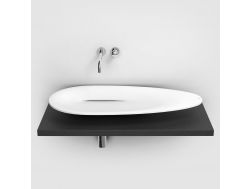 Lavabo Design, à poser, 84x38 cm, en Marbre Minéral Mat Aluite - FIRST