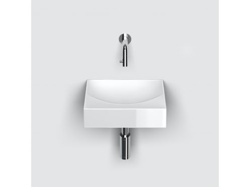 Lave mains, 28x19 cm, coulement libre, robinetterie mural - VALE 28
