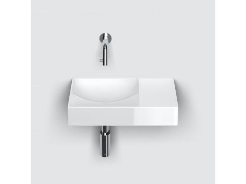 Håndvask, 45x19 cm, hylde til højre, væghængt vandhane - VALE 45