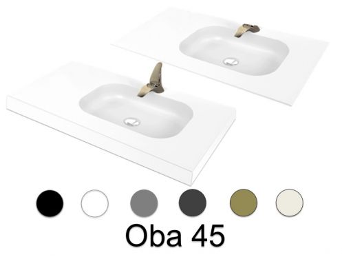 Plan vasque, 50 x 120 cm, suspendue ou � encastrer, en r�sine min�rale - OBA 45