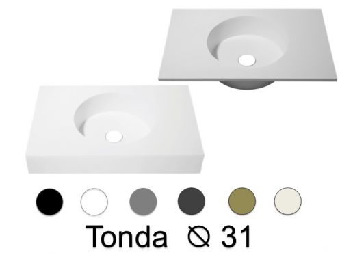 Wastafelblad 120 x 50 cm, hangend of staand - TONDA Ã˜ 31