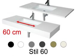 Plan vasque, 50 x 70 cm, suspendue ou à encastrer, en résine minérale - STIL 60