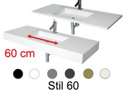 Plan vasque, 50 x 80 cm, suspendue ou à encastrer, en résine minérale - STIL 60