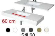 Plan vasque, 50 x 100 cm, suspendue ou à encastrer, en résine minérale - STIL 60